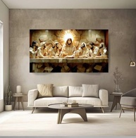 Quadro Santa Ceia 90x60cm em Tela Canvas - Arte Abstrata com Moldura de Madeira Maciça - imagem 2