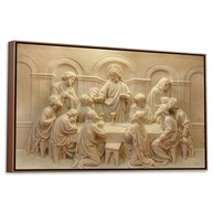 Quadro A Última Santa Ceia em Canvas com Moldura Tabaco - 63x93cm - imagem 1
