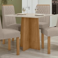 Mesa de Jantar Quadrada 4 Lugares Celebrare Móveis Lopas Amêndoa Clean/Off White - Design Moderno e Resistente - imagem 2