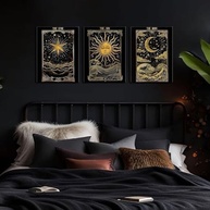 Conjunto de 3 Quadros de Arte de Parede Celestial - Tarô e Astrologia para Decoração Mística - imagem 3