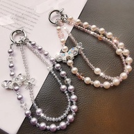 Pulseira de Celular de Luxo: Pérolas, Laço e Cristais 🎀 - imagem 2
