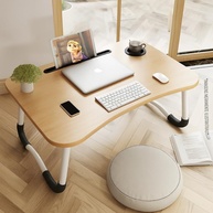Mesa Dobrável Portátil para Notebook com Suporte Celular e Porta-Copos – Ideal para Sofá, Cama e Escritório (Marrom) - imagem 2