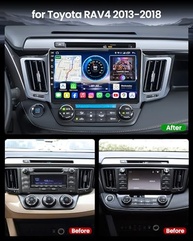 Central Multimídia Android 12 para Toyota Rav4 2013-2018: Tela IPS 10.2" 6+128GB, CarPlay/Android Auto Sem Fio, GPS, Câmera 1080p - imagem 3