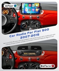 Central Multimídia Fiat 500/500C 2007-2015: Android 13, Carplay Sem Fio, Tela 9" HD IPS - imagem 3
