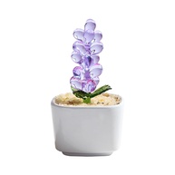 Jacinto de Vidro Decorativo em Vaso de Cerâmica Branco - Ornam. Mesa Moderno 7,6cm - imagem 1