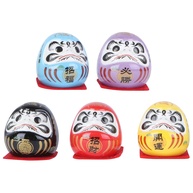 Amosfun 5 Peças Mini Daruma Feng Shui - Decoração Japonesa em Cerâmica para Mesa, Escritório e Carro - imagem 1