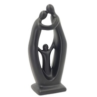 Estatueta Decorativa em Cerâmica Família Papai Mamãe Filho Filha - Escultura de Casal com Crianças (CMC36-6 Preto) - imagem 2