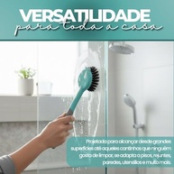 Escova de Limpeza Multiuso com Raspador - Cerdas Firmes para Rejunte, Cozinha, Banheiro e Pisos - Edmix (Cinza e Verde) - imagem 3
