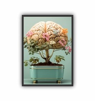Quadro Decorativo Psicologia Cérebro A3 - Moldura Madeira Reflorestada | Decore seu Consultório ou Casa - imagem 2