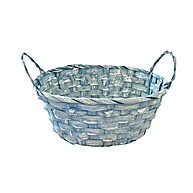 Cesta de Bambu Oval Azul 18cm: Decore com Charme! - imagem 1