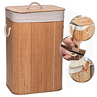 Cesto Bambu para Roupas Suja com Forro – Prático e Elegante! - imagem 1