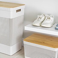 Cesto de Roupa 49L com Tampa de Bambu: Organize com Estilo! - imagem 1
