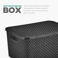Cesto Organizador Rattan Preto G - Plástico Resistente e Estilo Natural - imagem 5