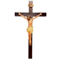 Crucifixo de Parede em Madeira com Cristo Chagado em Resina 50 cm - Decoração Sagrada com Estilo - imagem 1