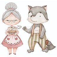 Chapeuzinho Vermelho: Kit MDF Vovó e Lobo 60cm - imagem 1