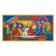 Quadro Santa Ceia Vintage Jesus Cristo - Tela Canvas 100x50cm com Chassi de Madeira - imagem 1