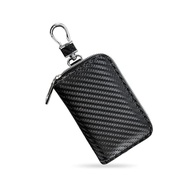 Faraday – Caixa protetora de chaveiro, bolsa de proteção de chave de carro de fibra de carbono para bloqueio de sinal RFID, suporte de chave automotivo antirroubo com zíper, protetor universal - imagem 2