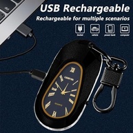 TIKIUKI Isqueiro Elétrico Chaveiro Isqueiro com Relógio Usb Recarregável Sem Chama À Prova de Vento Plasma Arco Isqueiro Chique Legal para Homens (Preto Fosco) - imagem 4