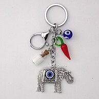 Chaveiro Olho Grego com Elefante e Sal – Proteção Poderosa - imagem 1