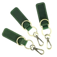 QWORK Chaveiro de couro para carro, verde, 3 peças, porta-chaves universal para homens e mulheres, antiperda, versátil, textura macia com clipe mosquetão, presente perfeito para todas as ocasiões - imagem 2