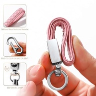 Chaveiro mosquetão, chaveiro universal resistente feito à mão, chaveiros de carro com rotação de 360 graus e anel em D antiperda para homens e mulheres, rosa - imagem 5