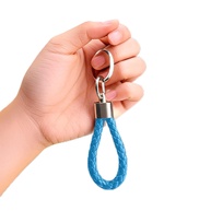 Chaveiro de couro trançado com anel D rotativo de 360°, chaveiro de tecido para chaves de carro, bolsas e presentes, Azul, tamanho �nico - imagem 1