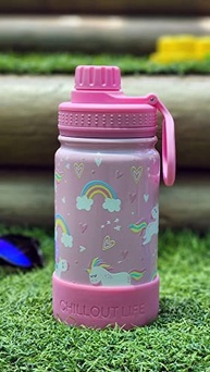 Garrafa Térmica Infantil Unicórnio Rosa 355ml - CHILLOUT LIFE com Tampa de Bico e Adesivos Fofos - imagem 3