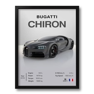 Quadro Decorativo Bugatti Chiron 33x43cm - Moldura Premium em Madeira com Acabamento Ecológico - imagem 1