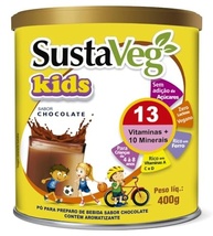 WVEGAN SustaVeg Kids Chocolate 400g - Pó Para Preparo de Bebida - Complemento Alimentar Infantil- Leite Vegetal Em Pó Nutritivo - Sem Glúten, Açúcares e Lactose - Alimentação Saudável,Saborosa e Divertida - imagem 1