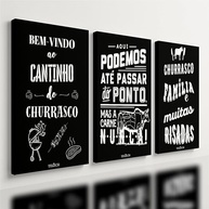 Kit 3 Quadros Decorativos para Área de Churrasqueira - Tema Churrasco 40x28cm - imagem 2