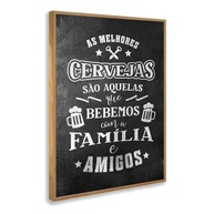 Quadro Decorativo Cerveja com Moldura - Frase Divertida para Churrasco e Ambientes Amigáveis - imagem 1