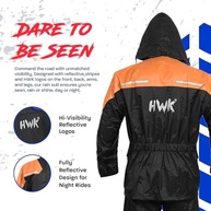 HWK Roupa de chuva de motocicleta para homens e mulheres, jaqueta e calça refletiva impermeável (alaranjado, GG) - imagem 4
