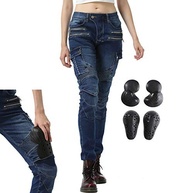 Takuey Calça jeans de motociclista feminina motociclista motocross corrida ciclismo calça protetora (26, azul) - imagem 2