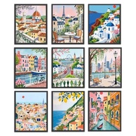 Conjunto de 9 Pôsteres Vintage de Cidades Europeias - Arte de Parede Moderna para Sala, Quarto e Escritório - imagem 2
