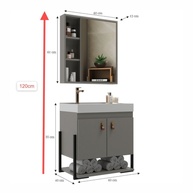Gabinete Banheiro Maré 60cm: Elegância Cimento - imagem 2