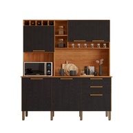 Armário de Cozinha New Topázio 6 Portas 2 Gavetas Cinamomo/Preto - imagem 2