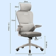 Cadeira Ergonômica de Escritório com Malha Respirável e Suporte Lombar - Cinza - imagem 3