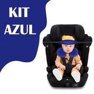 Kit Almofada de Pescoço e Faixa de Apoio para Bebê em Cadeirinha de Carro - Conforto e Segurança Cinza - imagem 5