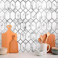 Papel de Parede Hexágono Mármore: Elegância em Cinza - imagem 2