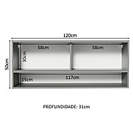 Armário de Cozinha Aéreo com 2 Portas de Correr e 1 Nicho Cinza - imagem 2