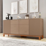 Buffet Aparador 4 Portas Cinza Jace Caemmun - Design Moderno com Prateleiras e Nichos - imagem 2
