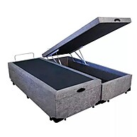 Cama Box Baú Blindado Queen Bipartido Homequeen Suede Cinza - imagem 2