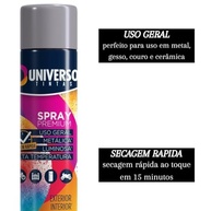 Tinta Spray 400ml Cinza Uso Geral em Aço Ferro Couro Gesso Cerâmica | Universo | Kit 10 un - imagem 4