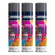 Tinta Spray 400ml Cinza Grafite Uso Geral em Aço Ferro Couro Gesso Cerâmica | Universo | Kit 03 un - imagem 2