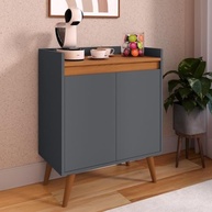Armário Aparador Cantinho Do Café 2 Portas com Prateleira – Cinza/Freijó | Design Moderno e Funcional - imagem 5