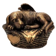 Urna In Memorian Dog - Cachorro Anjo para Cinzas de Estimação com Acabamento Ouro Envelhecido - imagem 1
