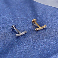 Piercing Trágus Helix Labret com Mini Zircônias - Aço Cirúrgico - imagem 2
