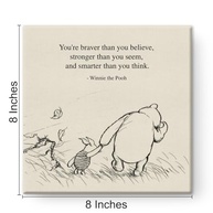 Pintura em Tela com Citação Motivacional - Urso Pooh Retro - 20x20cm - Arte Decorativa para Parede - imagem 4