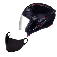 Kit Capacete Aberto ASX City Air Preto Fosco Masculino + Viseiras Cristal e Fumê - imagem 1