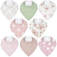 CIVARUA KIDS Babadores de musselina, pacote com 8, babador bandana para baba e dentição, algodão macio absorvente para meninas e meninos - imagem 1